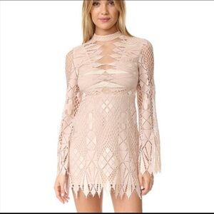 Free People Blush Pink Deco Lace Mini Dress